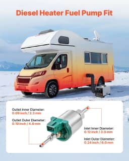 Palivové čerpadlo pro dieselové topení, dávkovací palivové čerpadlo 12 V DC, 22 ml hliníkové čerpadlo pro parkovací dieselové topení, vhodné pro topení 2 kW, 5 kW a 8 kW, tichá konstrukce, pulsní technologie - miniatura 6