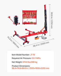 Rovnář rámů karoserií, 6pólové zařízení pro opravy karoserií s 3T vzduchovými polštářovými zdviháky a nožní hydraulickou pumpou 6000 PSI, obsahuje 16 nástrojů pro rovnání, pro autoservis, sedan, SUV, pickup - miniatura 11