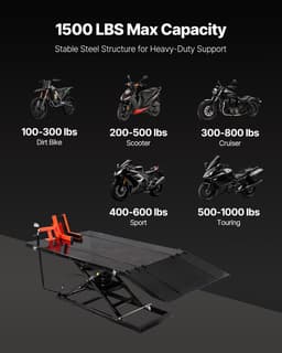 Zvedák motocyklu, nosnost 1500 liber, pneumatický zvedák motocyklu, rozsah výšky 8,6-31 palců, odolný servisní stojan s odnímatelným pracovním stolem, servisní plošina pro čtyřkolky a terénní motocykly - miniatura 8