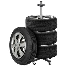 Stojan na pneumatiky s kolečky, odolný ocelový stojan na 4 pneumatiky s disky, úsporný a mobilní držák pneumatik pro šířku až 225 mm, max. nosnost 220 liber, ideální do garáže a dílny - miniatura 5