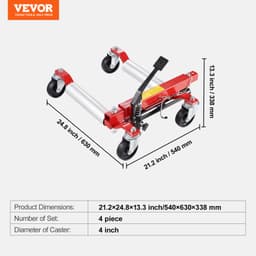 Pojízdný vozík pro auta, max. nosnost 1500 lb, vozík s otočnými kolečky 360°, hydraulický zvedák na pneumatiky, pro nákladní vozy, opravy aut, přepravu, sada 4 ks - miniatura 11