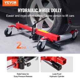 Pojízdný vozík pro auta, max. nosnost 1500 lb, vozík s otočnými kolečky 360°, hydraulický zvedák na pneumatiky, pro nákladní vozy, opravy aut, přepravu, sada 2 ks - miniatura 6