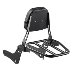 Opěradlo motocyklu Sissy Bar s nosičem, kompatibilní s Honda Rebel CMX 1100 2021-2022, výška 445 mm, odnímatelné opěradlo spolujezdce, kovový rám a kožená zadní podložka, černé - miniatura 3
