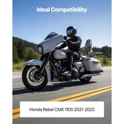 Opěradlo motocyklu Sissy Bar s nosičem, kompatibilní s Honda Rebel CMX 1100 2021-2022, výška 445 mm, odnímatelné opěradlo spolujezdce, kovový rám a kožená zadní podložka, černé - miniatura 7
