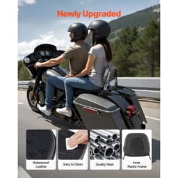 Opěradlo motocyklu Sissy Bar s nosičem, kompatibilní s Honda Rebel CMX 1100 2021-2022, výška 445 mm, odnímatelné opěradlo spolujezdce, kovový rám a kožená zadní podložka, černé - miniatura 8