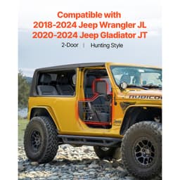 Trubkové dveře Jeep, 2dveřové, trubkové dveře Jeep v loveckém stylu s odolnými panty a originálním zámkem, dveře Jeep se zpětnými zrcátky, pasují na Jeep Wrangler JL 2018–2024 a Jeep Gladiator JT 2020–2024 - miniatura 6