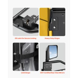 Trubkové dveře Jeep, 2dveřové, trubkové dveře Jeep v loveckém stylu s odolnými panty a originálním zámkem, dveře Jeep se zpětnými zrcátky, pasují na Jeep Wrangler JL 2018–2024 a Jeep Gladiator JT 2020–2024 - miniatura 8