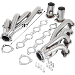 Sada výfukových svodů 44,45 mm, turbo svody, nerezové výfukové svody, konverze motoru Shorty LS swap, výfukové svody pro SUV/užitkové vozy Chevrolet LS1, LS2, LS3, LS6, LS10 - miniatura 1