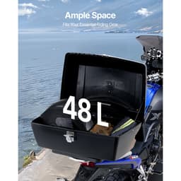 Univerzální motocyklový kufr, odolný PP kufr s reflexním panelem, voděodolný, odnímatelný motokufr 48 l s vícenásobnou montážní základnou, pasuje na 99 % rámů motocyklů - miniatura 7