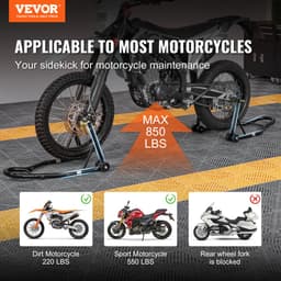 Motocyklový zvedák, přední i zadní zvedák s nosností 0,39 tony, přední i zadní zvedák, cívka kyvné vidlice U+L, kompatibilní s většinou motocyklů Yamaha, Honda, Kawasaki, Suzuki, černý - miniatura 8