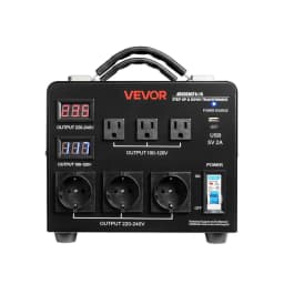 Automatický napěťový měnič 6000 VA, odolný step‑up/step‑down transformátor, 110 V na 220 V a 220 V na 110 V, se 3 americkými zásuvkami, 3 evropskými zásuvkami, LCD displejem a ochranou proti přetížení - miniatura 3
