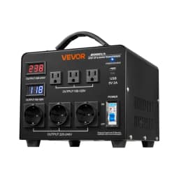 Automatický napěťový měnič 6000 VA, odolný step‑up/step‑down transformátor, 110 V na 220 V a 220 V na 110 V, se 3 americkými zásuvkami, 3 evropskými zásuvkami, LCD displejem a ochranou proti přetížení - miniatura 4