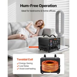 Automatický napěťový měnič 6000 VA, odolný step‑up/step‑down transformátor, 110 V na 220 V a 220 V na 110 V, se 3 americkými zásuvkami, 3 evropskými zásuvkami, LCD displejem a ochranou proti přetížení - miniatura 12