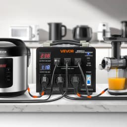 Automatický napěťový měnič 6000 VA, odolný step‑up/step‑down transformátor, 110 V na 220 V a 220 V na 110 V, se 3 americkými zásuvkami, 3 evropskými zásuvkami, LCD displejem a ochranou proti přetížení - miniatura 13