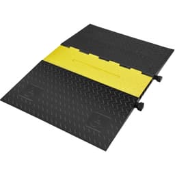 Gumový kryt na kabely, sjezdová rampa 114,5 x 80 x 5 cm, 5kanálová, nosnost 10 tun, odolný kryt vodičů, sjezdová rampa s hadicí, zpomalovací práh s otevíracím víkem, pro vnitřní i venkovní použití - miniatura 6
