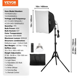 Softbox osvětlovací sada 40 x 40 cm / 16 x 16 palců 3000–6500K, nastavitelná pro fotografování - miniatura 11