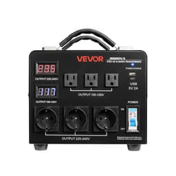 Automatický napěťový měnič 3000 VA, odolný step‑up/step‑down transformátor, 110 V na 220 V a 220 V na 110 V, se 3 americkými zásuvkami, 3 evropskými zásuvkami, LCD displejem a ochranou proti přetížení - miniatura 3