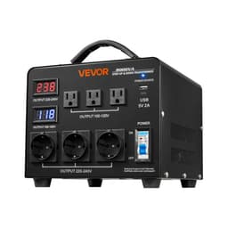 Automatický napěťový měnič 3000 VA, odolný step‑up/step‑down transformátor, 110 V na 220 V a 220 V na 110 V, se 3 americkými zásuvkami, 3 evropskými zásuvkami, LCD displejem a ochranou proti přetížení - miniatura 4