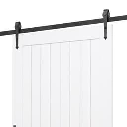 Posuvné stodolové dveře, 1067 x 2134 mm, vysocepevnostní MDF deska, stodolové dveře se sadou kování, voděodolný PVC povrch, snadná montáž, H rám, plynulé a tiché posouvání do obýváku a koupelny - miniatura 5