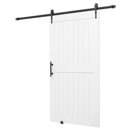 Posuvné stodolové dveře, 1067 x 2134 mm, vysocepevnostní MDF deska, stodolové dveře se sadou kování, voděodolný PVC povrch, snadná montáž, H rám, plynulé a tiché posouvání do obýváku a koupelny - miniatura 3