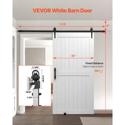 Posuvné stodolové dveře, 1067 x 2134 mm, vysocepevnostní MDF deska, stodolové dveře se sadou kování, voděodolný PVC povrch, snadná montáž, H rám, plynulé a tiché posouvání do obýváku a koupelny - miniatura 6