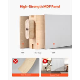 Posuvné stodolové dveře, 1067 x 2134 mm, vysocepevnostní MDF deska, stodolové dveře se sadou kování, voděodolný PVC povrch, snadná montáž, H rám, plynulé a tiché posouvání do obýváku a koupelny - miniatura 7