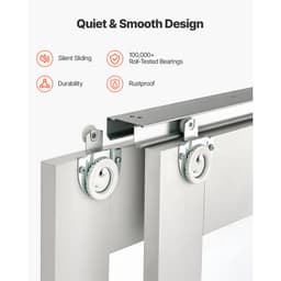 Posuvné skříňové dveře, 1524 mm (dvojité 787 mm) x 2032 mm, 5-dílné posuvné dveře z matného skla se sadou montážního příslušenství, masivní dřevo a MDF s voděodolným PVC povrchem pro skříně a ložnice - miniatura 9
