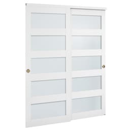 Posuvné skříňové dveře, 1524 mm (dvojité 787 mm) x 2032 mm, 5-dílné posuvné dveře z matného skla se sadou montážního příslušenství, masivní dřevo a MDF s voděodolným PVC povrchem pro skříně a ložnice - miniatura 12