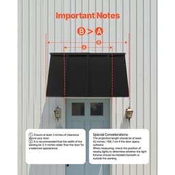 Pevná kovová markýza 44 x 24 palců, okapová markýza, přístřešek nad dveře, stabilní trojúhelníkový ocelový rám markýzy nad dveře, vnější ochrana proti dešti a sněhu, ochrana proti slunci pro vstupní dveře, okna, verandy, balkony - miniatura 10