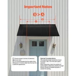 Pevná kovová markýza 80 x 36 palců, stříška nad okno, dveřní stříška, stabilní trojúhelníkový ocelový rám, venkovní markýzy, ochrana proti dešti a sněhu, ochrana proti slunci, pro vchodové dveře, okna, verandy, balkony - miniatura 10