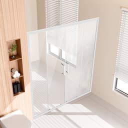 Půlrámové sprchové dveře, šířka 57,8–59" x výška 70", dvojité posuvné dveře ze tvrzeného skla o tloušťce 6 mm (1/4"), vodotěsné, odolné proti rozbití, odolné proti skvrnám NANO, se ocelovým kování, chromované - miniatura 1