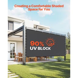 Stínící tkanina 90%, plachta na pergolu 10 x 12 stop s nerezovými oky, sluneční clona s baldachýnem, materiál HDPE 140 GSM, pro venkovní použití na terase, v zahradě a na dvoře (černá) - miniatura 6