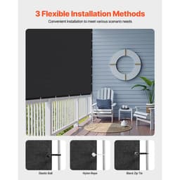 Stínící tkanina 90%, plachta na pergolu 10 x 12 stop s nerezovými oky, sluneční clona s baldachýnem, materiál HDPE 140 GSM, pro venkovní použití na terase, v zahradě a na dvoře (černá) - miniatura 9