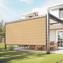 Stínící tkanina 90%, plachta na pergolu 12 x 20 stop s nerezovými oky, sluneční clona s baldachýnem a soukromím z materiálu HDPE 160 GSM, pro venkovní použití na terase, v zahradě a na dvoře (béžová) - miniatura 2