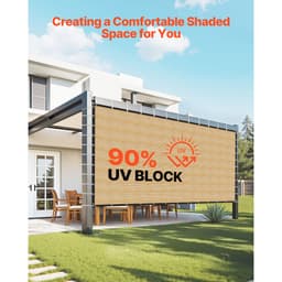 Stínící tkanina 90%, plachta na pergolu 12 x 20 stop s nerezovými oky, sluneční clona s baldachýnem a soukromím z materiálu HDPE 160 GSM, pro venkovní použití na terase, v zahradě a na dvoře (béžová) - miniatura 6