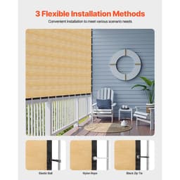 Stínící tkanina 90%, plachta na pergolu 12 x 20 stop s nerezovými oky, sluneční clona s baldachýnem a soukromím z materiálu HDPE 160 GSM, pro venkovní použití na terase, v zahradě a na dvoře (béžová) - miniatura 9