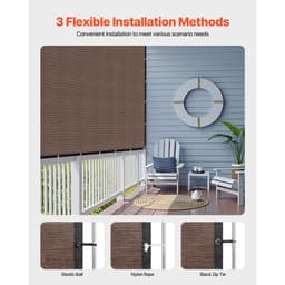 Stínící tkanina 90%, plachta na pergolu 10 x 12 stop s ocelovými oky, sluneční clona s baldachýnem, materiál HDPE 140 GSM, pro venkovní použití na terase, v zahradě a na dvoře (hnědá) - miniatura 9