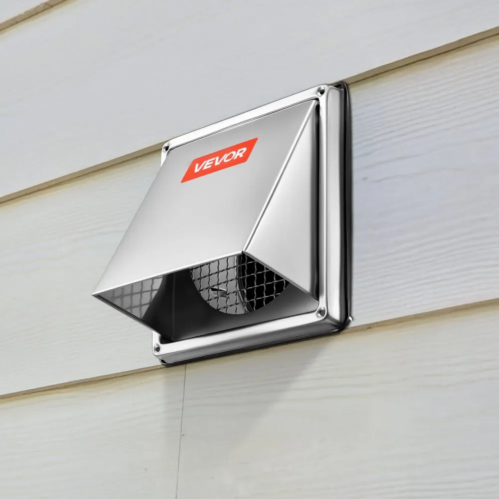 Vnější kryt větracího otvoru 97 mm, čtvercový hřebenový kryt větracího otvoru, prémiová nerezová ocel se zabudovanou ochrannou sítí, pro dům, koupelnu, garáž, kuchyň a sklep (1 ks, stříbrný)