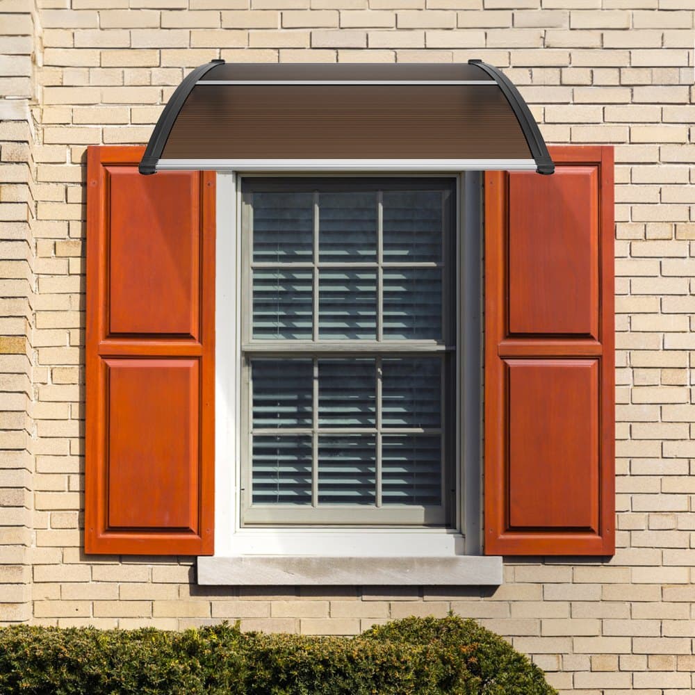 Markýza na okno, 40" x 40", UPF 50+, polykarbonátová, venkovní markýza na okno, výsuvná markýza nad vchodové dveře, sluneční clona, ochrana proti UV, dešti a sněhu, prázdná deska