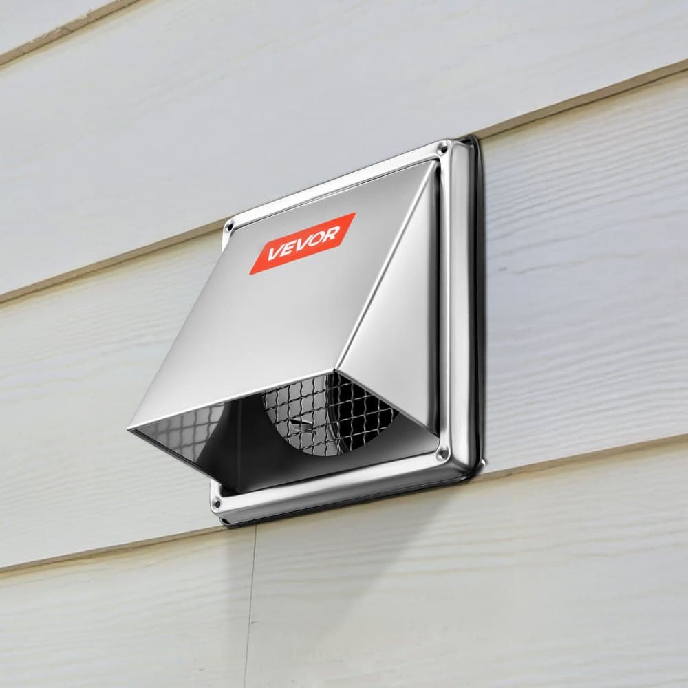 Vnější kryt větracího otvoru 145 mm, čtvercový hřebenový kryt větracího otvoru, prémiová nerezová ocel se zabudovanou ochrannou sítí, pro dům, koupelnu, garáž, kuchyň a sklep (1 ks, stříbrný)