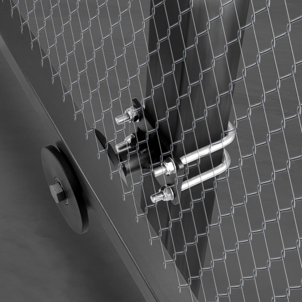 Sada pro posuvné brány, kování pro rolovací brány s H-profilovým žlábkem pro podpůrné posuvné brány a rolovací dveře, kolečka do posuvných bran se 4 pojezdovými kolečky, odolné vodicí kolo, černá