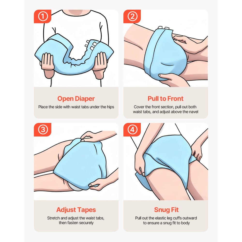 Kalhotky pro dospělé se sklady, superabsorpční kalhotky proti inkontinenci pro muže i ženy, jednorázové plenové kalhotky pro dospělé s neprotékající 3D ochranou Surround Guard a indikátorem vlhkosti – velikost M, 40 ks (4 balení po 10)