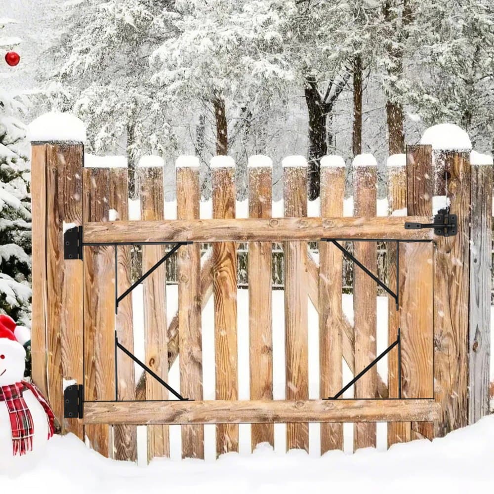 Rohový držák brány, 2 sady, sada kování pro rám brány zabraňující propadnutí, držák rámu brány se západkou, šrouby, pro dveře kůlny, ohradní brány, vjezdové brány, stáje, železo, černý
