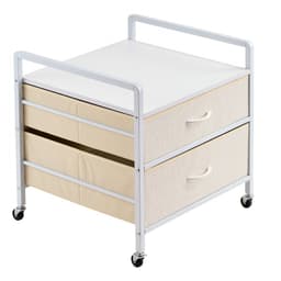 Mini lednicí stojan s úložným prostorem, mini lednicí stolek s nosností 77 kg se 2 zásuvkami a 4 otočnými kolečky, mobilní mini lednicí police, bílý mini organizér na ledničku do koleje, bytu, kanceláře, ložnice - miniatura 3