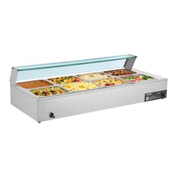 Komerční ohřívač jídla, elektrický parní ohřívač jídla z nerezové oceli s výkonem 1700 W a skleněným krytem, 8dílná lázeňská lázeň s polévkou a perforovanými naběračkami, pro catering, restaurace a večírky - miniatura 5