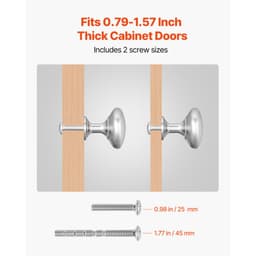 Úchytky na skříňky, balení 25 kusů, úchytky zásuvek ze zinkové slitiny 28 mm, kliky dveří, houbovité kuchyňské úchytky, úchytky na komody, kování na skříňky se šrouby pro koupelnové skříňky a zásuvky, niklová barva - miniatura 8