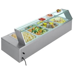 Komerční ohřívač jídla, elektrický nerezový parní ohřívač jídla 1500 W se skleněným krytem, 4-pánvový stojanový vodní lázeň s polévkou a perforovanými naběračkami, pro catering, restaurace a večírky - miniatura 5
