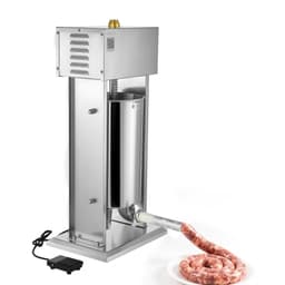 Elektrická plnička klobás, vertikální plnička masa 15 l, plynulá regulace rychlosti a nožní pedál, nerezová ocel, odolná plnička klobás se 4 plnicími trubicemi, pro komerční i domácí použití - miniatura 12