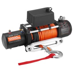 Elektrický naviják, nosnost 5400 kg, 12V DC naviják pro nákladní vozidla se syntetickým lanem Φ9,1 mm x 23 m, bezdrátové a kabelové dálkové ovládání, vodotěsný IP55 pro tažení terénního SUV, jeepu, přívěsu, lodi - miniatura 4