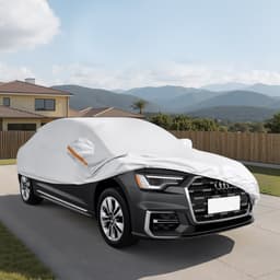 Autoplachta, vodotěsná autoplachta pro evropské sedany plné velikosti, na míru padnoucí, za každého počasí, ochrana proti slunci, dešti, větru, prachu a sněhu, celoplošná autoplachta se zipem na dveřích a bavlněnou podšívkou, stříbrná - miniatura 1